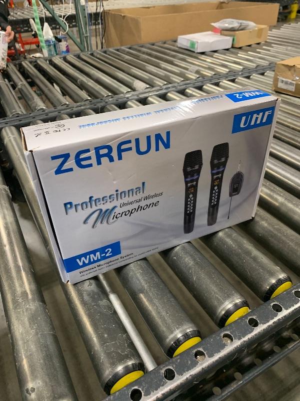 Photo 3 of ZERFUN Dual Wireless Microphones Rechargeable, UHF Metal Wireless Mic System Cordless Microphone Professional with Echo Treble BASS VOL Channel Control for Karaoke Singing Church Events