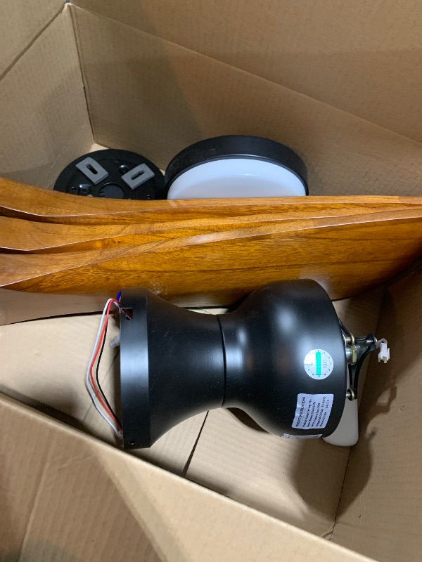 Photo 1 of XBIBI 42 Inch Low Profile Ceiling Fan with Light and Remote, Quiet 6 Speeds DC Motor Flush Mount Ceiling Fan, 3 Color Temperatures Wood Hugger Ceiling Fans with Lights, Indoor Outdoor Ceiling Fan