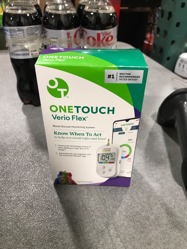 Photo 1 of OneTouch Verio Flex Blood Glucose Meter For Sugar Test Kit | Includes Blood Glucose Monitor, Lancing Device, 10 Sterile Lancets, and Carrying Case