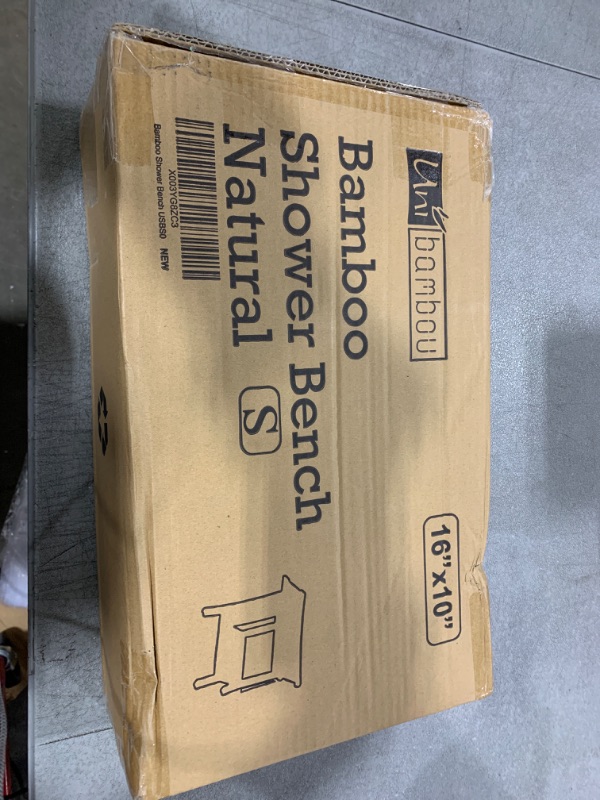 Photo 1 of Unibambou Bamboo Shower Bench Inside Shower Stool with Storage Shelf, Spa Bath Chair for Bathroom, Seat or Organizer for Living Room, Bedroom and Garden - Great for All Ages Elderly (Small, Natural)