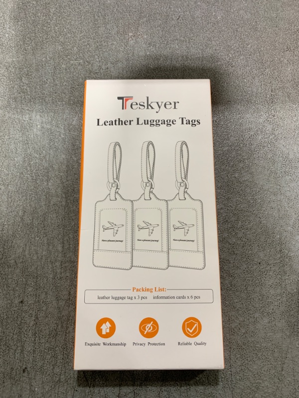 Photo 1 of Teskyer Luggage Tags, 3 Pack Premium PU Leather Luggage Tags Privacy Protection Travel Bag Labels Suitcase Tags