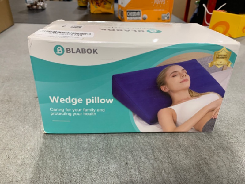 Photo 2 of BLABOK Inflatable Wedge Pillow for Sleeping, Traveling, Reading, Triangle Bed Wedge Pillow (Blue)