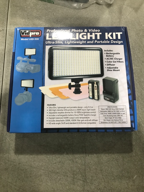 Photo 2 of VidPro LED-300 On-Camera Daylight-Balanced LED Light Kit