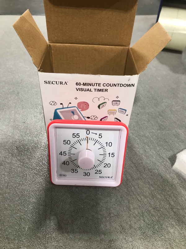 Photo 2 of Secura 60-Minute Visual Timer, Classroom Timer, Countdown Timer for Kids and Adults, Time Management Tool for Teaching (Orange & Red)