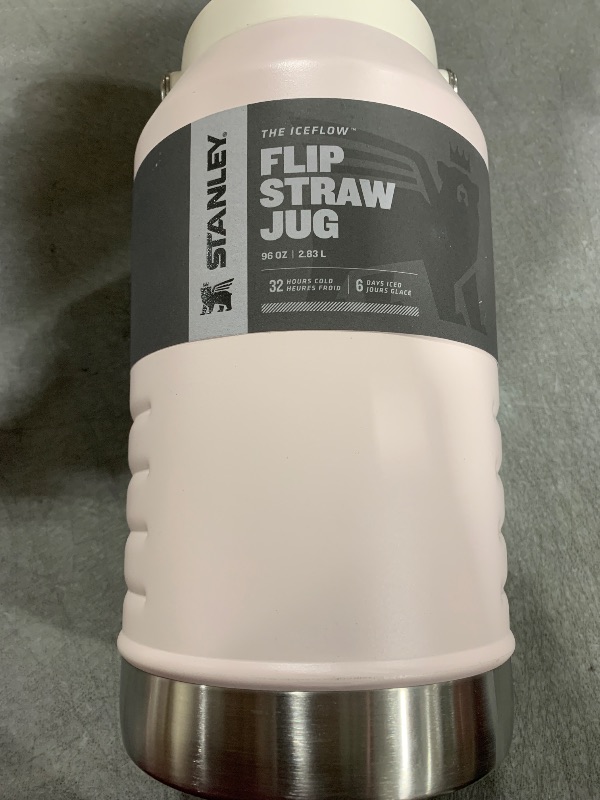 Photo 1 of Stanley IceFlow Flip Straw Jug with Handle 96 oz| Twist On Lid and Flip Up Straw | Leak Resistant for Travel and Sports | Insulated Stainless Steel |BPA-Free |Rose Quartz