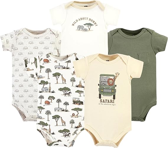 Photo 1 of Hudson Baby Unisex Baby Cotton Bodysuits, Going On Safari 5-Pack, Newborn