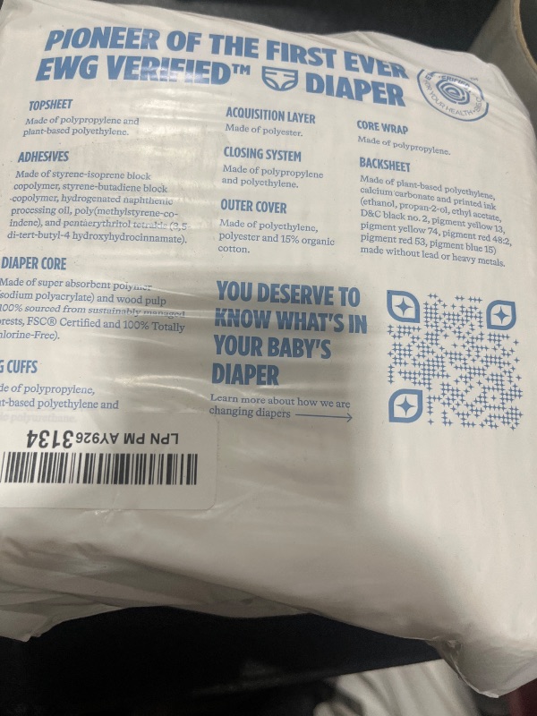 Photo 2 of HealthyBaby Our Diapers | EWG Verified Safe & Plant-Based Diapers | Absorbent for Leak Protection | Soft Organic Cotton Shell | Chlorine-Free Diaper for Sensitive Skin | Size 3 (58 Diapers)