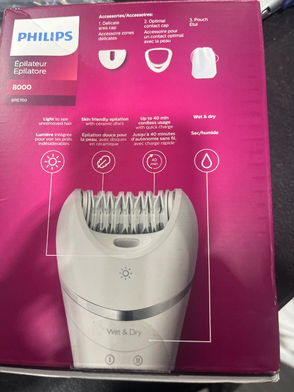 Photo 2 of Philips Epilator Series 8000 for Women, with 3 Accessories, BRE700/04