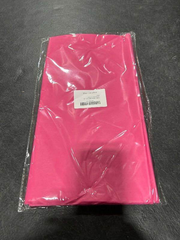 Photo 1 of PKNOON Plastic Table Cloth 4 Pack Table Cloths for Parties Rectangle Tablecloth Hot Pink Party Table Cover Party Table Cloths Disposable for Baby Shower Gender Reveal Birthday Decorations 54" X 72"