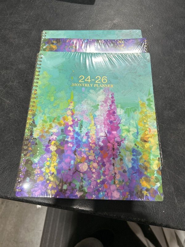 Photo 2 of 2024-2026 Monthly Planner - JUL 2024 - JUN 2026, 24-Month Planner, 2-Year Monthly Planner 2024-2026, 9" x 11", Monthly Planner with Tabs, Contacts + Back Pocket + Twin-wire Binding - Oil Painting 3PK