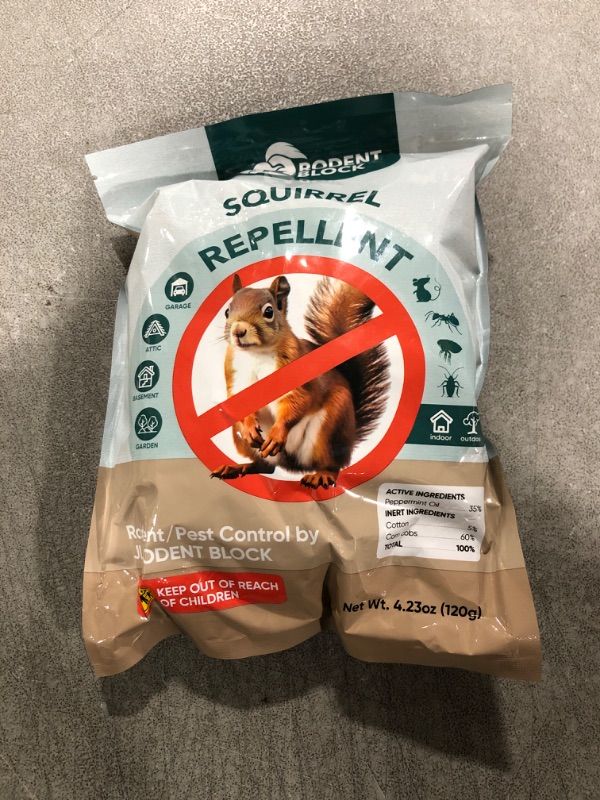 Photo 2 of JL Rodent Block Squirrel Repellent Pouch 6-Pack - Powerful Against Mice, Racoons, Chipmunks, Snakes, Mosquitos, Ants. All Natural Ingredients, Refillable Mesh Bag & Carabiner for Hanging