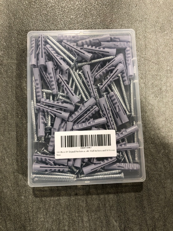 Photo 2 of 100-Piece 8# Drywall Anchors and Screws Set - Screws and Anchors for Drywall - Includes 50 Plastic Wall Anchors and 50 Screws for Simple Setup