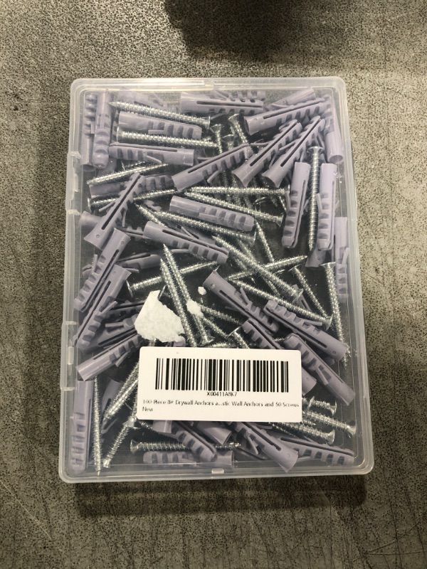 Photo 2 of 100-Piece 8# Drywall Anchors and Screws Set - Screws and Anchors for Drywall - Includes 50 Plastic Wall Anchors and 50 Screws for Simple Setup