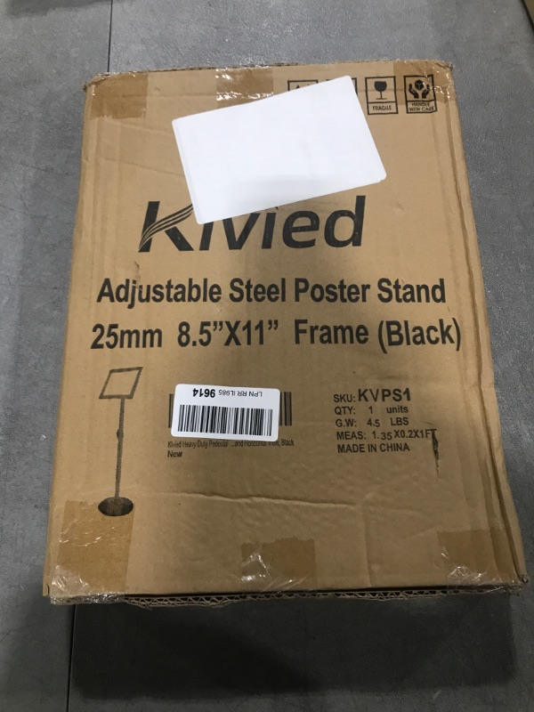 Photo 2 of Klvied Heavy Duty Pedestal Poster Sign Stand, Adjustable Aluminum 8.5" x 11" Floor Standing Sign Holder for Both Vertical and Horizontal View, Black