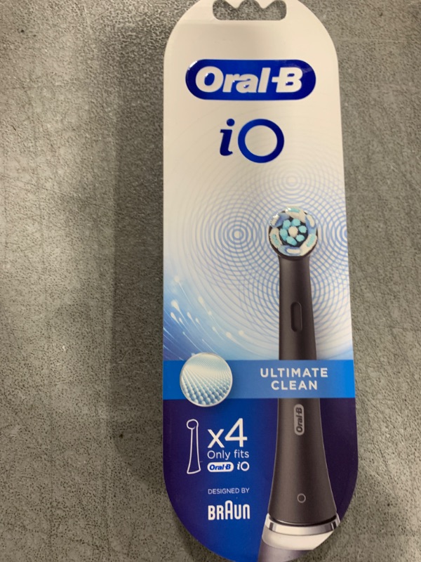 Photo 2 of Oral-B iO Ultimate Clean Electric Toothbrush Head, Twisted & Angled Bristles for Deeper Plaque Removal, Pack of 4, Suitable for Mailbox, Black