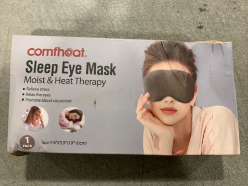 Photo 2 of Comfheat Moist Heat Eye Mask for Women & Men, Microwavable Weighted Compress Eye Masks with Lavender & Adjustable Strap, Soft Breathable Cotton Eye Cover for Sleeping, Dark Circles, Sinus Pain Grey