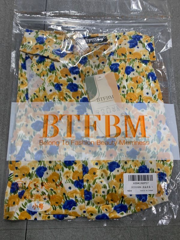 Photo 2 of BTFBM Women's Spring Summer Blouse Tops 2024 V Neck Lantern Long Sleeve Floral Boho Loose Casual Blouses Vacation Shirt(Floral Yellow Blue, Small)