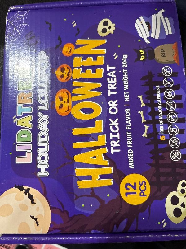 Photo 2 of LIDATREE Halloween Lollipop Suckers, Pumpkin Candy , Spooky Candies, Individually Wrapped, Great for Goody Bag Fillers 12 Pack