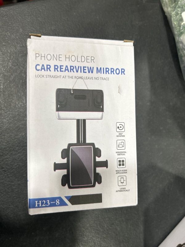 Photo 2 of Rearview Mirror Phone Holder for Car,2024 Car Rearview Mirror Phone Holder Clip 360-Degree Rotatable and Retractable Car Phone Holder Mount Adjustable Car Rear View Mirror Cell Phone Holder Black