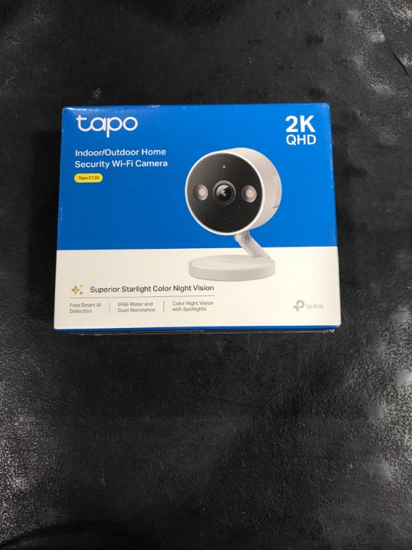 Photo 2 of Tapo TP-Link 2K QHD Security Camera, Indoor/Outdoor, ???? ????? ??????'? ??????, Color Night Vision, Free Person/Pet/Vehicle Detection, Invisible IR Mode, SD Storage, C120