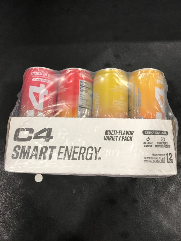 Photo 2 of C4 Smart Energy Drinks Variety Pack, Sugar Free Performance Fuel & Nootropic Brain Booster, Coffee Substitute or Alternative, 4 Flavor Tropical Oasis Variety 12 Pack