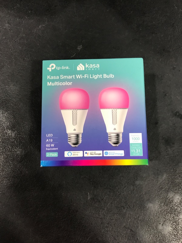 Photo 2 of TP-Link KL135 Kasa Smart Wi-Fi Light Bulb (Multicolor, 2-Pack)