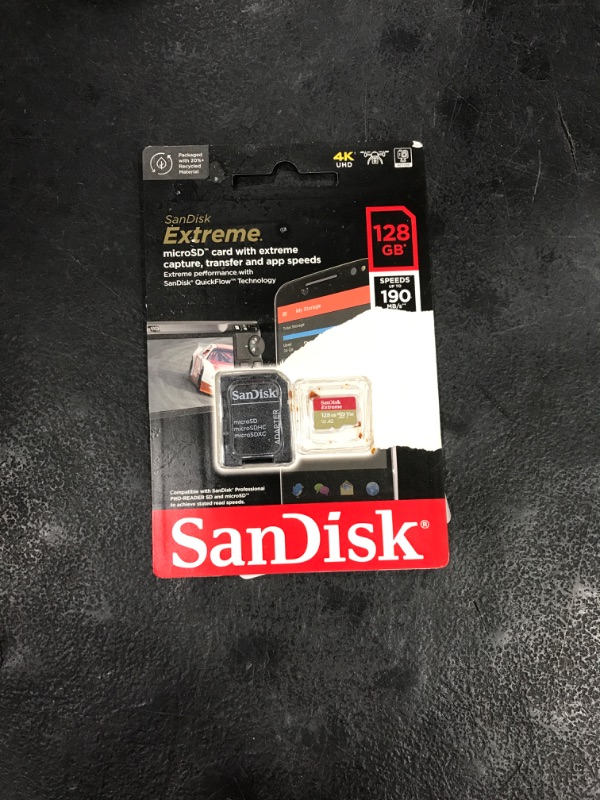 Photo 2 of SanDisk 128GB Extreme microSDXC UHS-I Memory Card with Adapter - Up to 190MB/s