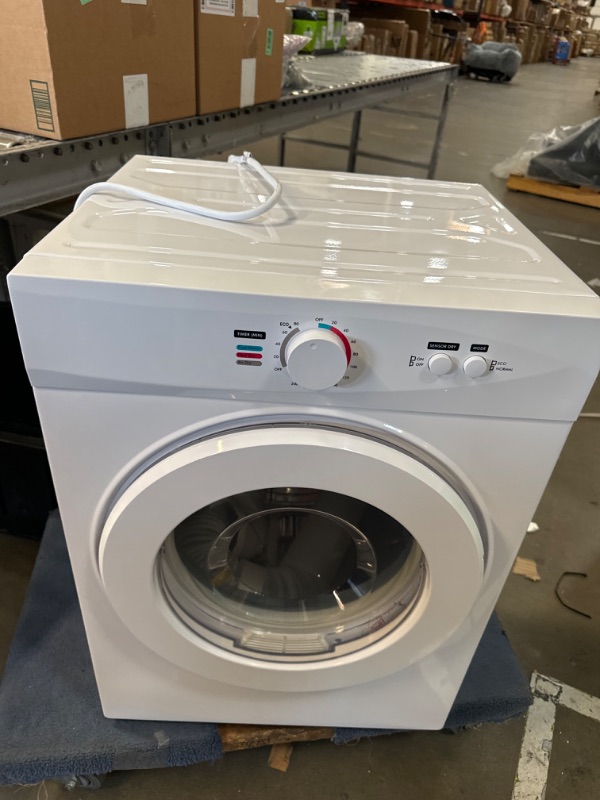 Photo 2 of *POWERS ON** Euhomy Compact Dryer 1.8 cu. ft. Portable Clothes Dryers with Exhaust Duct with Stainless Steel Liner Four Function Small Dryer Machine, Suitable for Apartments, Dorm, RVs, White
