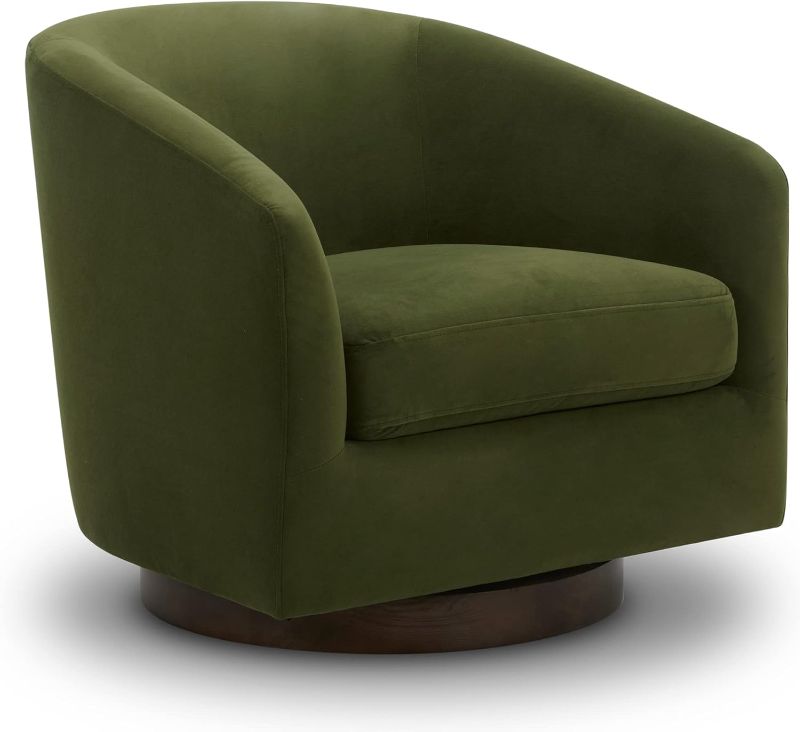 Photo 1 of *STOCK PHOTO JUST FOR REFERENCE** CHITA Swivel Accent Chair, FSC Certified Upholstered Velvet Barrel Chair for Living Room, Green
