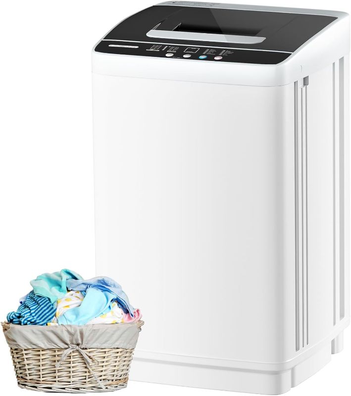 Photo 1 of *powers on* Haddockway Portable Washing Machine,Compact Laundry Washer Energy Saving,0.95Cu.ft Top Load Washer,10 Programs 3 Water Leves,Full-automatic Washer and Spinner with LED Display/Drain Pump for Home,Dorm
