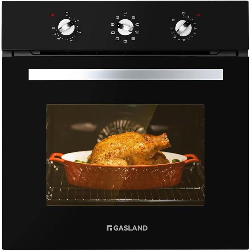 Photo 1 of *UNABLE TO TEST** Electric Wall Oven 24 Inch, GASLAND ES609MB Built-in Wall Oven, 240V 3200W 2.3Cu.ft Convection Wall Oven with Rotisserie, 9 Cooking Modes, Mechanical Knob Control, Transparent Window, Black
