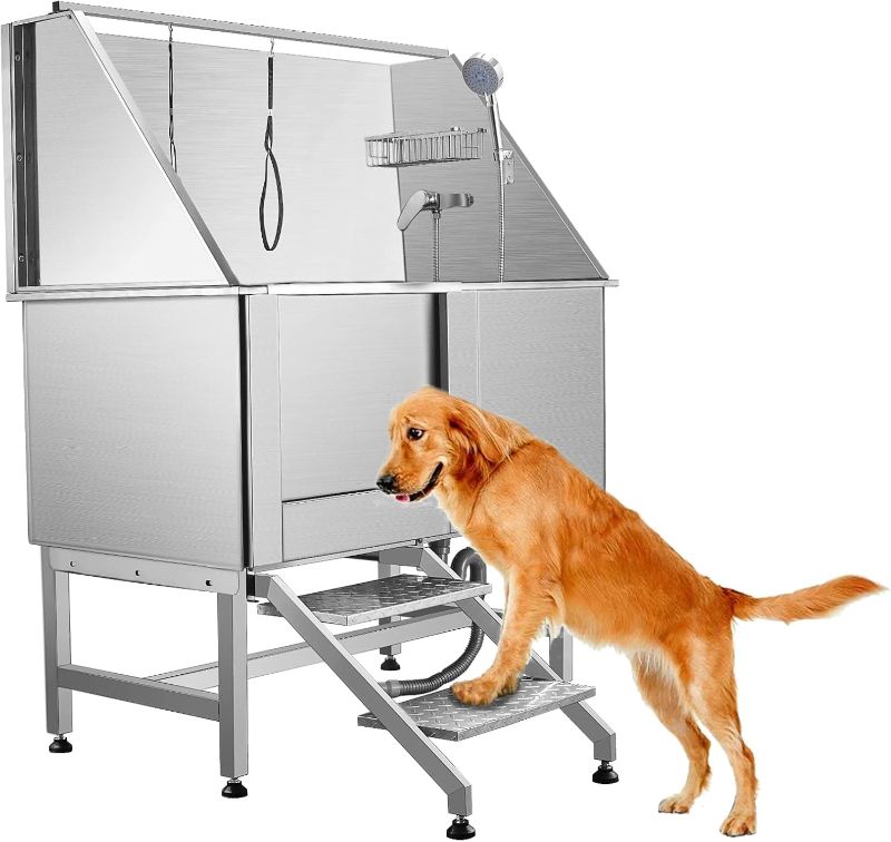 Photo 1 of *IMAGE FOR REFERENCE*Professional Dog Bathing Station Stainless Steel Pet Grooming Tub 50'' Dog Bathtub for Large,Medium&Small Pets, Dog Washing Station for Home, Removable Floor Grate,