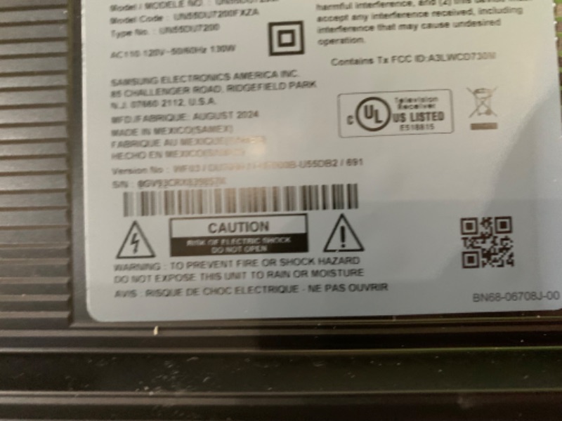 Photo 4 of ***REMOTE MISSING*** SAMSUNG 55-Inch Class Crystal UHD 4K DU7200 Series HDR Smart TV w/Object Tracking Sound Lite, PurColor, Motion Xcelerator, Mega Contrast, Q-Symphony (UN55DU7200, 2024 Model) 55-Inch TV Only