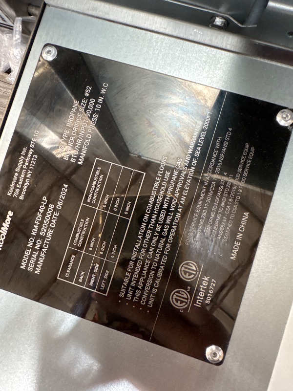 Photo 1 of *UNABLE TO FULLY TEST** KoolMore 40 lb. Floor Standing Liquid Propane Commercial Deep Fryer with 90,000 BTU in Stainless-Steel, ETL Listed 