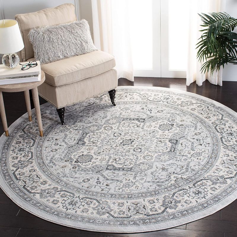 Photo 1 of *STOCK PHOTO FOR REFERENCE** SAFAVIEH Isabella Collection 4' Round Grey/Cream ISA916G Oriental Non-Shedding Entryway Foyer Living Room Bedroom Kitchen Area Rug
