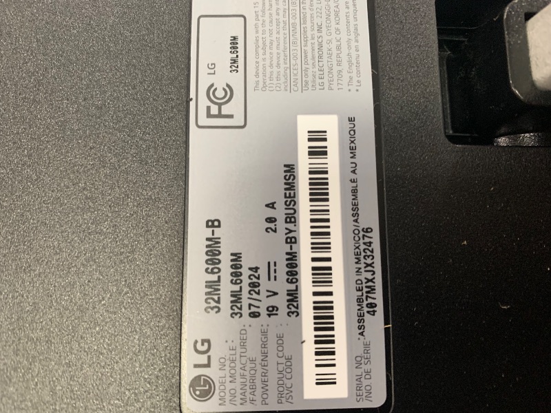 Photo 1 of LG FHD 32-Inch Computer Monitor 32ML600M-B, IPS with HDR 10 Compatibility, Black