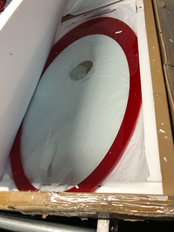 Photo 2 of ***TABLETOP ONLY - MISSING BASE - SEE PICTURES***
Fab Glass and Mirror Stylish Oval Shape Coffee (Table)1 PC, Red