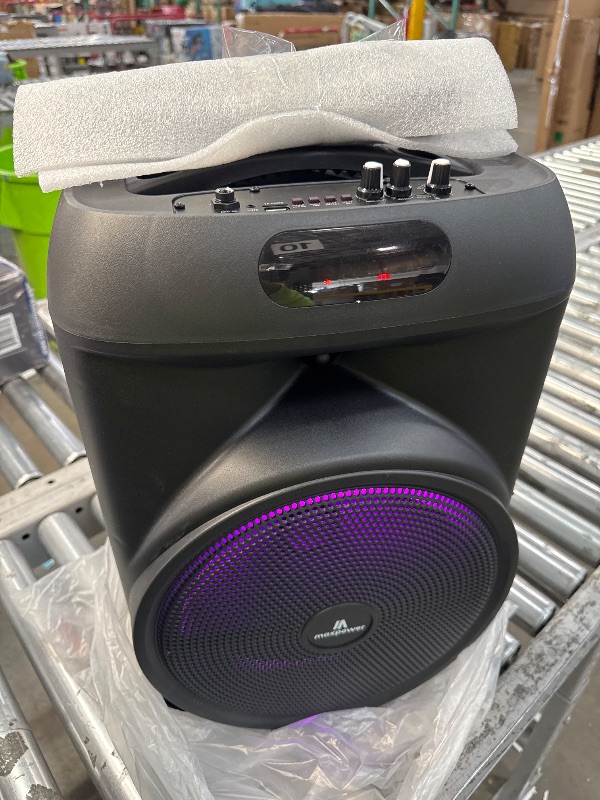 Photo 1 of *POWERS ON** Max Power MPD892-RUMBLE 12 karaoke Bluetooth speaker portable wired mic trolley speaker 12" Woofer
