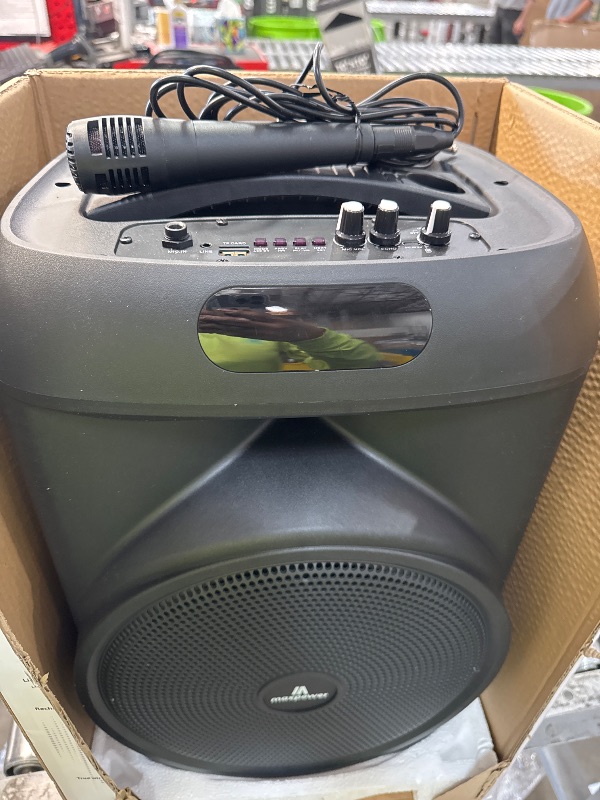 Photo 2 of *NEEDS CHARGE** Max Power MPD892-RUMBLE 12 karaoke Bluetooth speaker portable wired mic trolley speaker 12" Woofer
