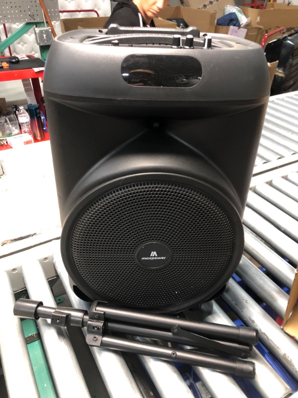 Photo 3 of *NEEDS CHARGE** Max Power MPD892-RUMBLE 12 karaoke Bluetooth speaker portable wired mic trolley speaker 12" Woofer
