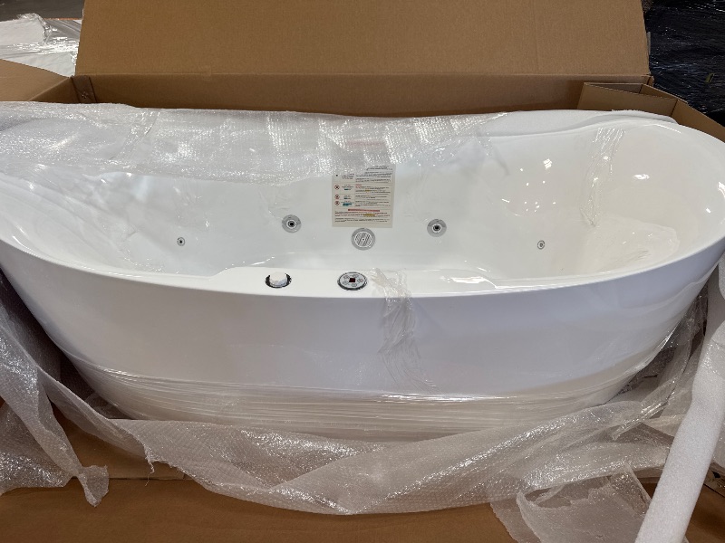 Photo 3 of *UNTESTED//ONLY TUB NO FAUCET** WoodBridge 71" x 32" Whirlpool Water Jetted and Air Bubble Freestanding Bathtub, B-0034 / BTS1611
