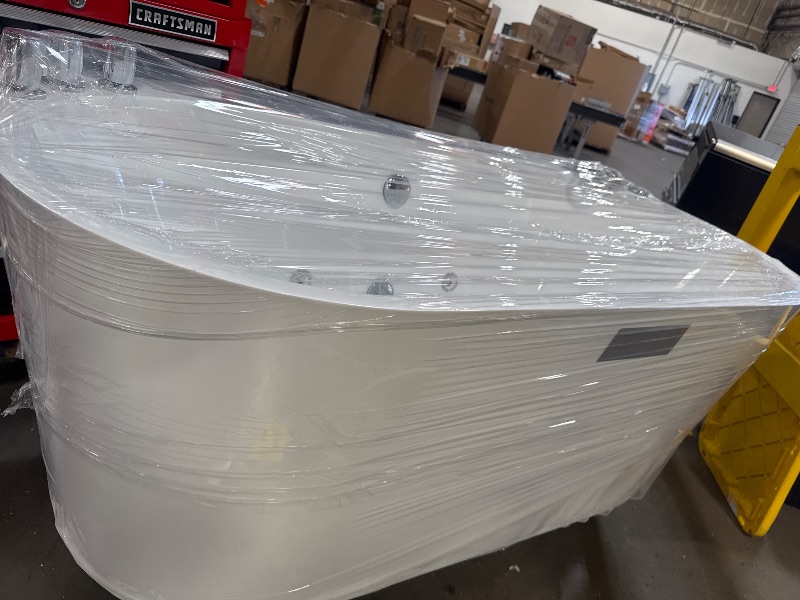 Photo 4 of ****Smaller size, used, and scratches****  Empava 71" Freestanding Whirlpool Hydro Massage Bathtub, Acrylic 8 Jets Tub, 59" x 29.5", ETL Certified, Includes Faucet, Handheld Shower, and Waterproof Pillows