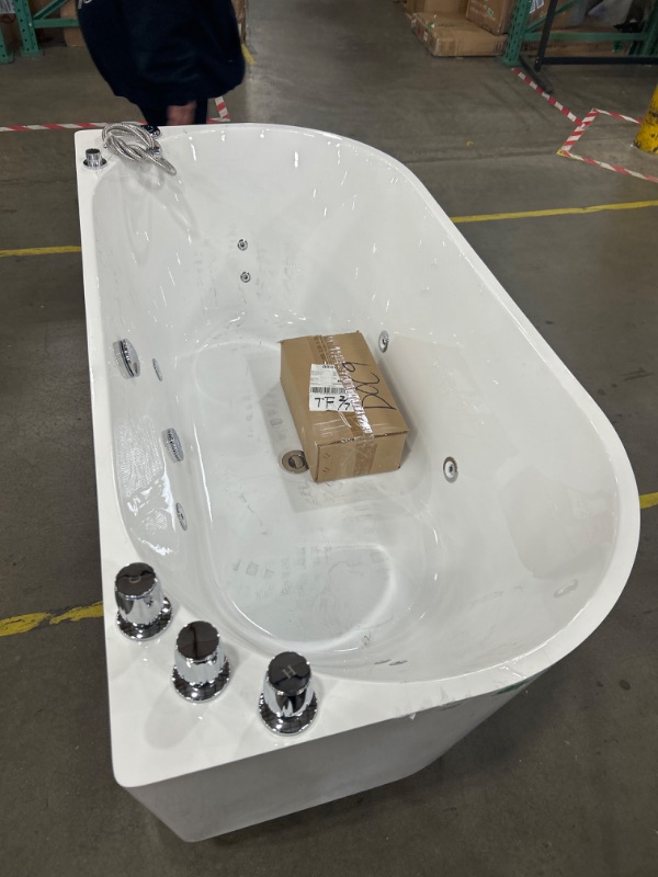 Photo 5 of ****Smaller size, used, and scratches****  Empava 71" Freestanding Whirlpool Hydro Massage Bathtub, Acrylic 8 Jets Tub, 59" x 29.5", ETL Certified, Includes Faucet, Handheld Shower, and Waterproof Pillows