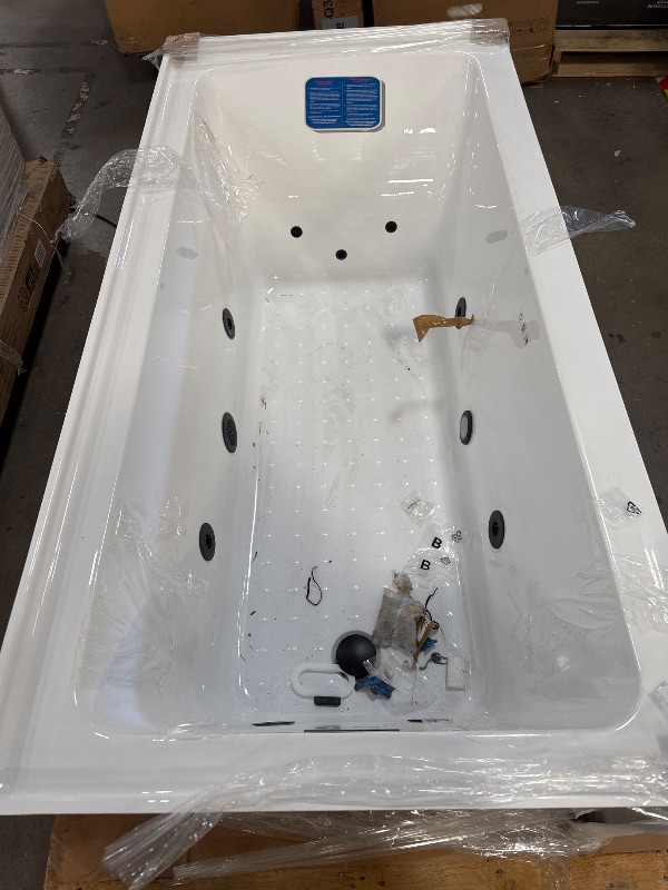 Photo 2 of *NOT FULLY TESTED//PHOTO FOR REFERENCE** WOODBRIDGE 60" Alcove Acrylic Rectangular Whirlpool Heated Jetted Tub in White with Right Drain,