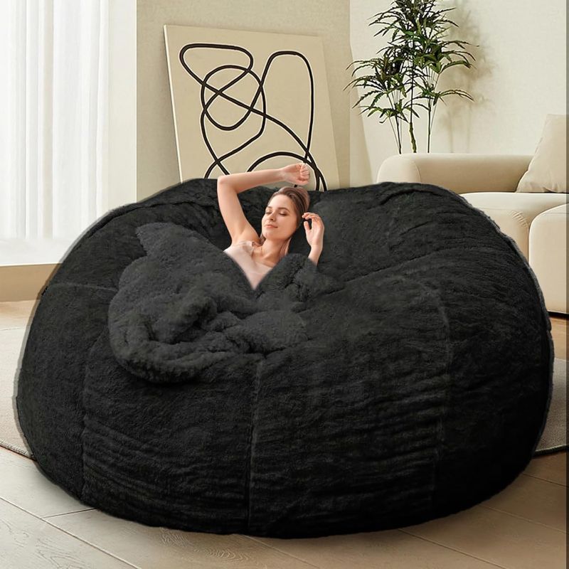 Photo 1 of *DIRTY//PHOTO FOR REFERENCE** GIANT BLACK CIRCLED BEAN BAG SOFA