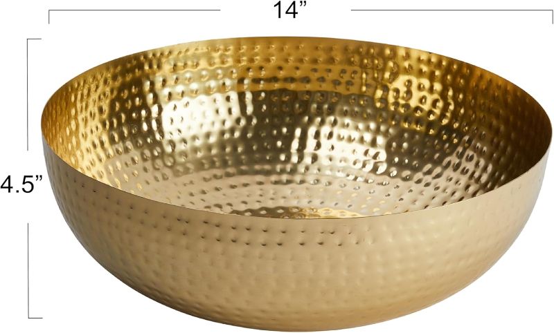 Photo 2 of (READ FULL POST) Creative Co-Op Round Hammered Metal Bowl, Gold Finish, 14"