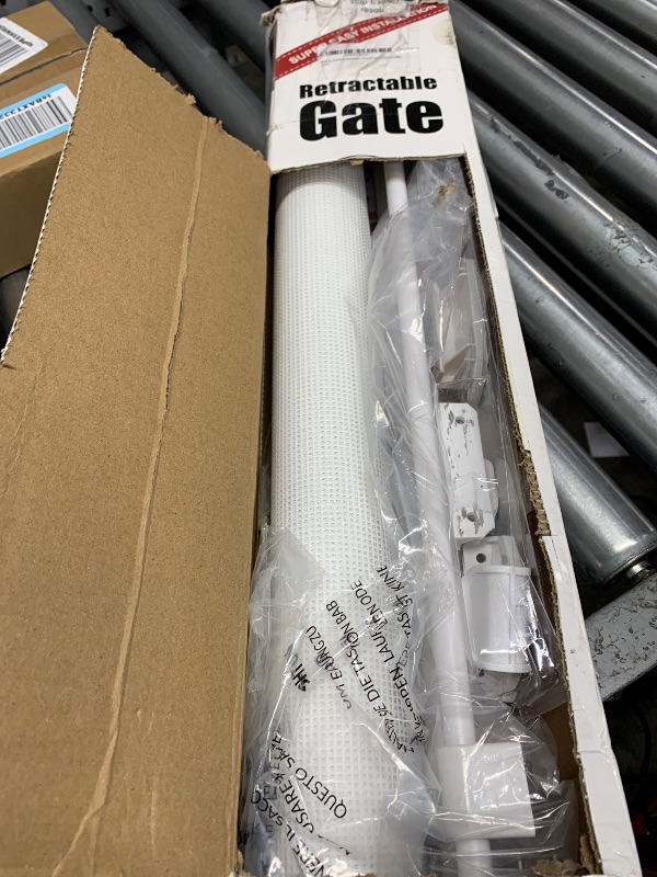 Photo 1 of 20 Inches Tall Retractable Dog Gate to Step Over, Short Pet Gate for Doorways, Extends up to 55" Wide, Step Over Puppy Gates for The House Mesh Doggie Gates Small Dog Gate Indoor Outdoor (White)