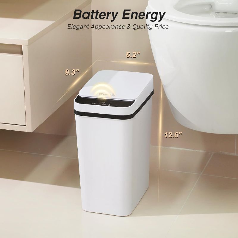 Photo 3 of (READ FULL POST) FRESHLIX 2 Pack Automatic Bathroom Trash Can 2.6 Gallon Smart Touchless Motion Sensor Trash Can with Lid Electric Waterproof Narrow Small Garbage Bin