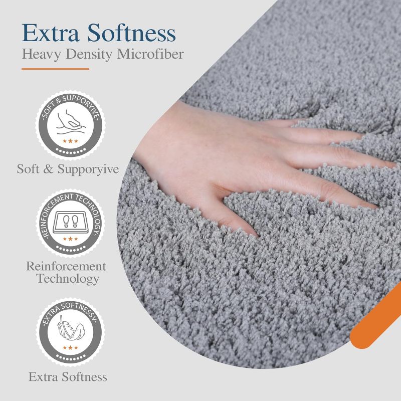 Photo 3 of (bagged) COSY HOMEER Soft Kitchen Rug for in Front of Sink Super Absorbent Kitchen Floor Mats and Mat 24X60 Non-Skid Kitchen Mat Standing Mat Washable,Polyester,light Grey--fuzzy grey