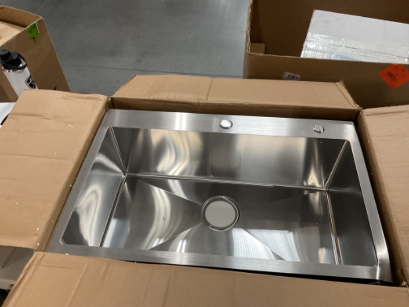 Photo 2 of ***READ NOTES***
Drop in Kitchen Sink, 28x18 Inch Brushed Nickel RV Laundry Utility Sink, Top Mount 16 Gauge Stainless Steel Single Bowl 9 inch Deep Small Kitchen Sink